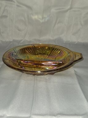 Indiana Glass Iridescent Amber Carnival Glass Bowl